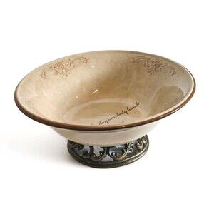 Matthew 6:11 Footed Bread Bowl - Give Us This Day Our Daily Bread - Ceramic Dish